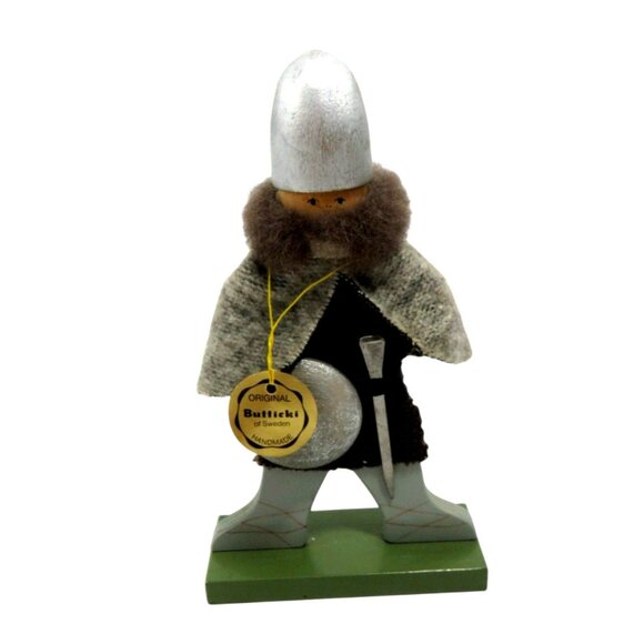 Original BUTTICKI Swedish VIKING Figurine With Shield and Sword Sweden Vintage - Picture 1 of 10
